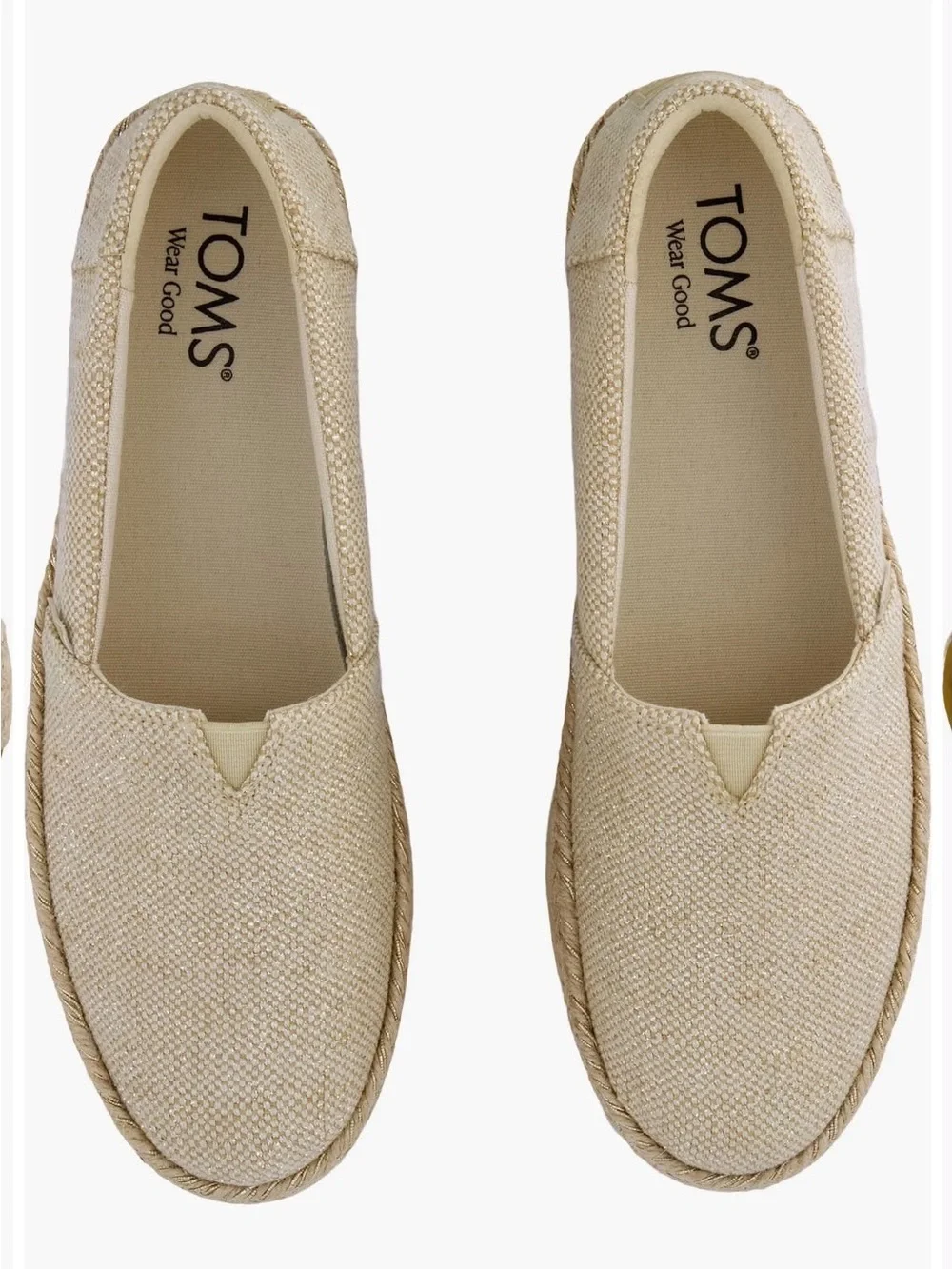 Toms Natural Beige Platform Espadrille Slip-On